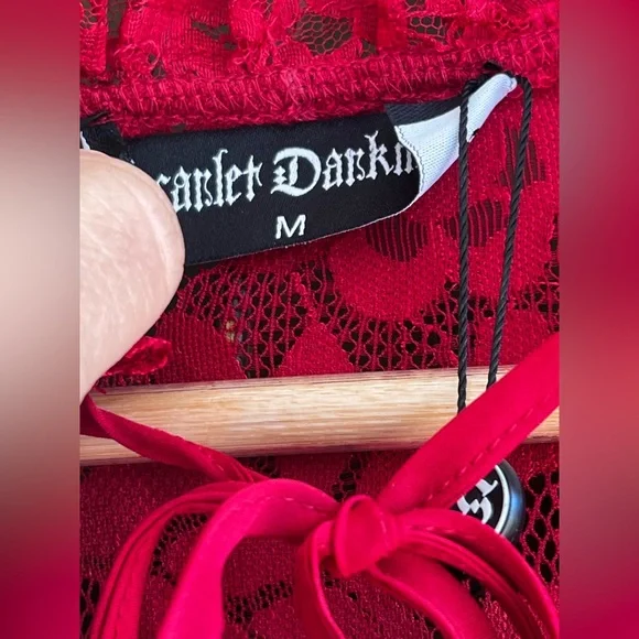 Scarlet darkness Lace Patchwork Hollowed-out Front A-Line Dress NWT - Picture 5 of 12